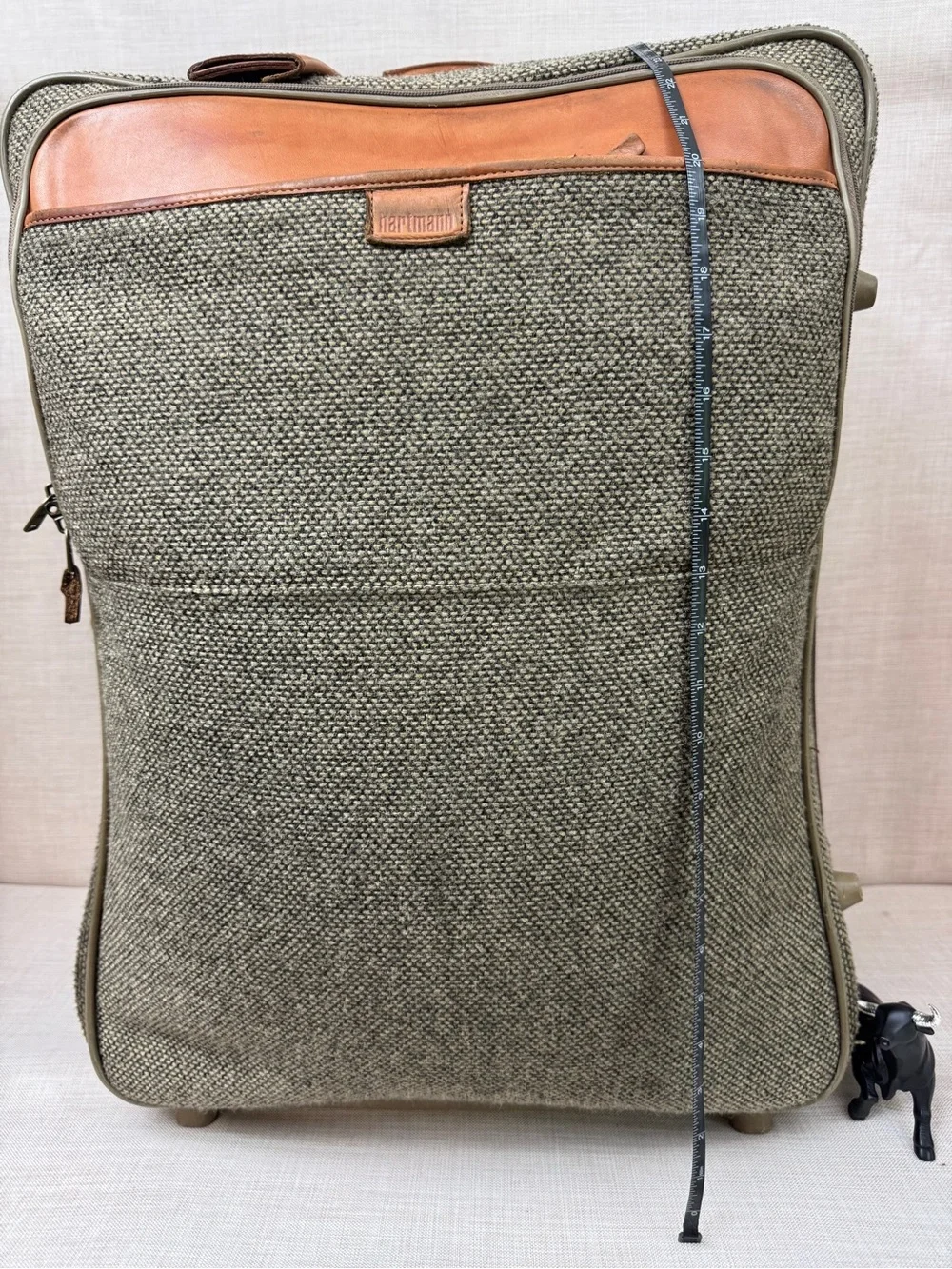 Hartmann Olive Tweed Rolling Carry-On with Tan Leather Trim